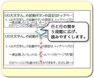 5段階で行間を拡大